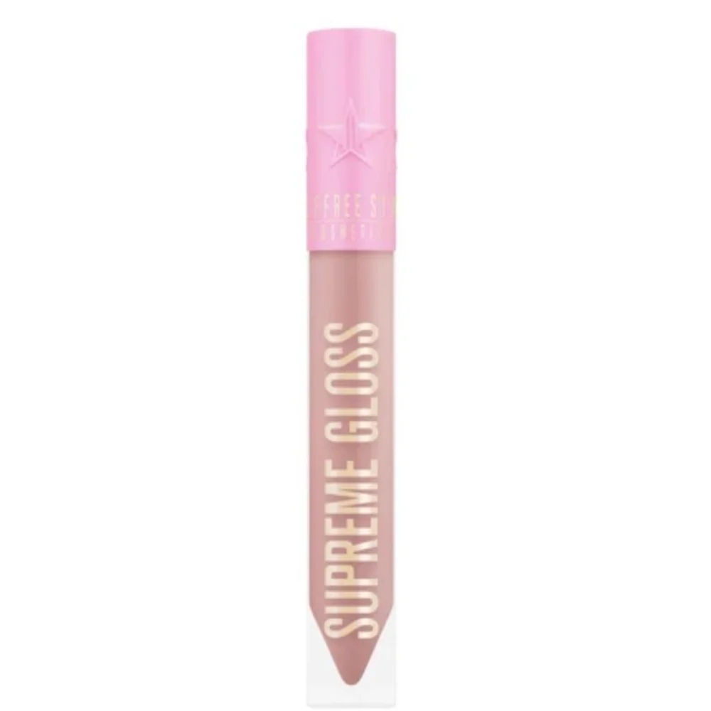Jeffree Star Supreme Gloss color Naked In The Dark, light nude w grey tones